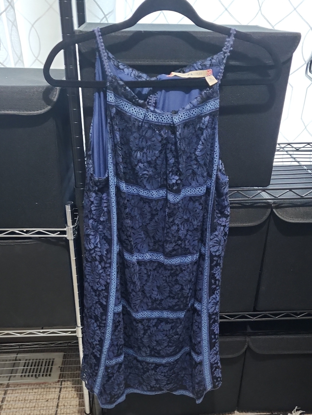 Chelsea & Violet Navy Blue Lace-Trim Slip Dress